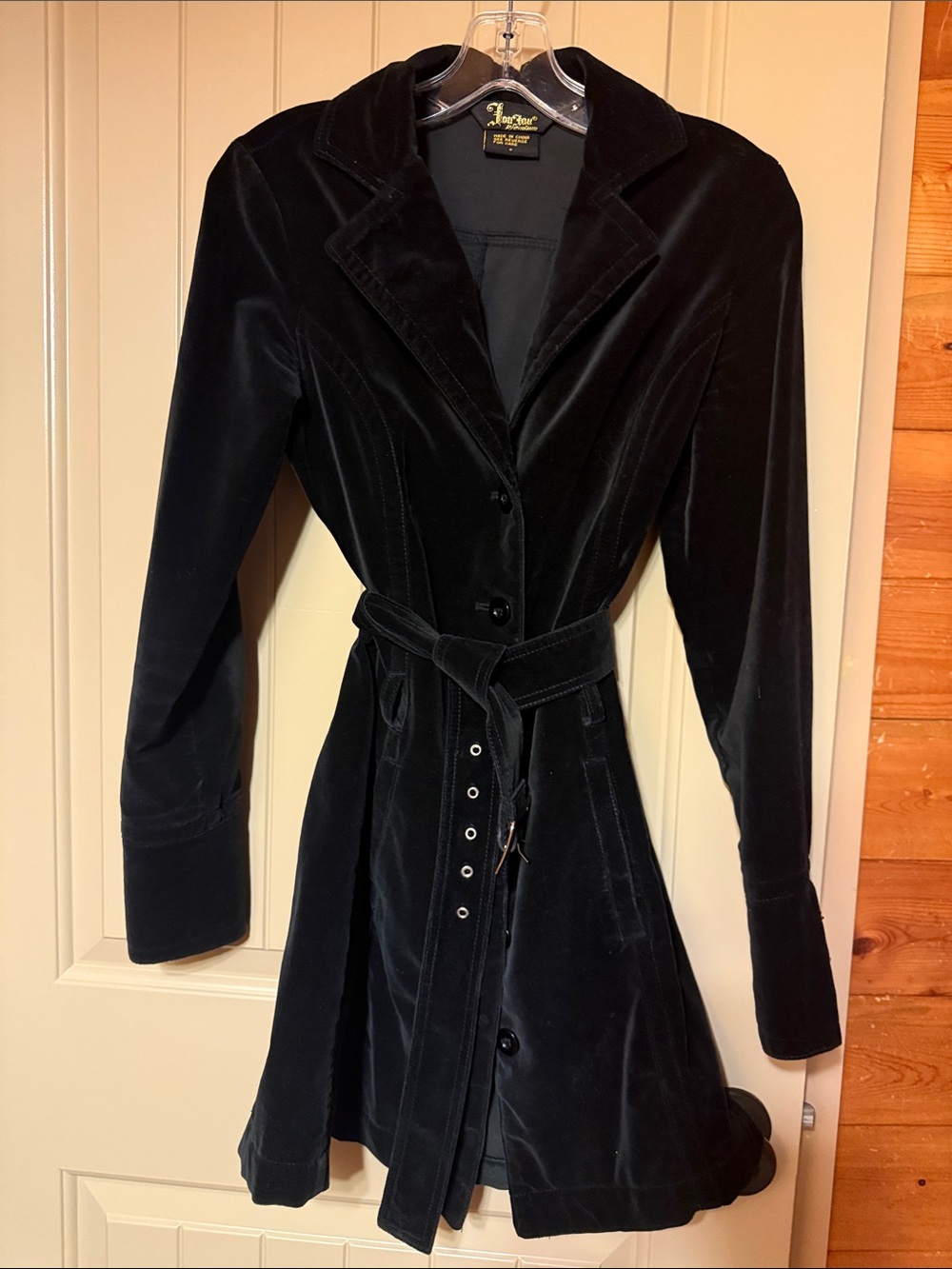 Vintage Jou Jou Black Velvet Belted Blazer Jacket